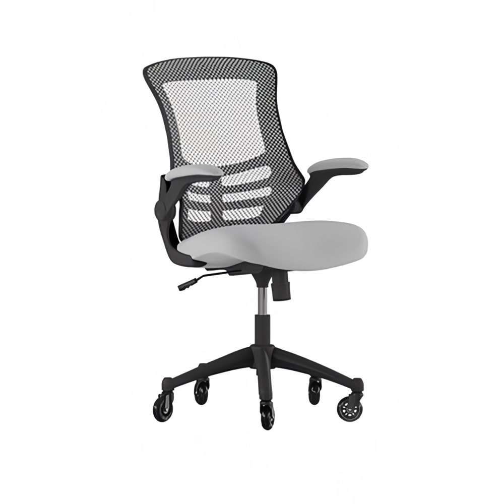 Flash Furniture BL-X-5M-DKGY-RLB-GG Swivel Office Chair w/ Mid Back & Roller Wheels - Gray Mesh Back & Seat