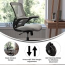 Flash Furniture BL-X-5M-DKGY-RLB-GG Swivel Office Chair w/ Mid Back & Roller Wheels - Gray Mesh Back & Seat thumbnail 5