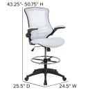 Flash Furniture BL-X-5M-D-WH-GG Swivel Drafting Chair w/ White Mesh Back & Seat - Black Base w/ Foot Ring thumbnail 2
