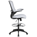 Flash Furniture BL-X-5M-D-WH-GG Swivel Drafting Chair w/ White Mesh Back & Seat - Black Base w/ Foot Ring thumbnail 3