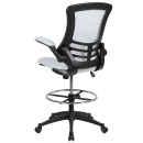Flash Furniture BL-X-5M-D-WH-GG Swivel Drafting Chair w/ White Mesh Back & Seat - Black Base w/ Foot Ring thumbnail 4