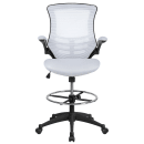 Flash Furniture BL-X-5M-D-WH-GG Swivel Drafting Chair w/ White Mesh Back & Seat - Black Base w/ Foot Ring thumbnail 5