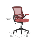 Flash Furniture BL-X-5M-RED-RLB-GG Swivel Office Chair w/ Mid Back & Roller Wheels - Red Mesh Back & Seat thumbnail 2