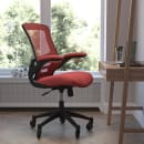 Flash Furniture BL-X-5M-RED-RLB-GG Swivel Office Chair w/ Mid Back & Roller Wheels - Red Mesh Back & Seat thumbnail 4
