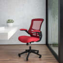 Flash Furniture BL-X-5M-RED-RLB-GG Swivel Office Chair w/ Mid Back & Roller Wheels - Red Mesh Back & Seat thumbnail 6