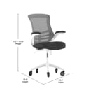 Flash Furniture BL-X-5M-WH-BK-RLB-GG Swivel Office Chair w/ Mid Back & Roller Wheels - Black Mesh Back & Seat thumbnail 2