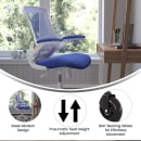 Flash Furniture BL-X-5M-WH-BLUE-RLB-GG Swivel Office Chair w/ Mid Back & Roller Wheels - Blue Mesh Back & Seat thumbnail 5