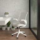 Flash Furniture BL-X-5M-WH-GY-GG Swivel Drafting Chair w/ Light Gray Mesh Back & Seat - White Base w/ Foot Ring thumbnail 11