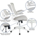 Flash Furniture BL-X-5M-WH-GY-GG Swivel Drafting Chair w/ Light Gray Mesh Back & Seat - White Base w/ Foot Ring thumbnail 3