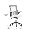 Flash Furniture BL-X-5M-WH-RLB-GG Swivel Office Chair w/ Mid Back & Roller Wheels - White Mesh Back & Seat thumbnail 2