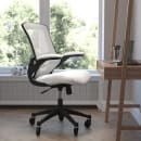 Flash Furniture BL-X-5M-WH-RLB-GG Swivel Office Chair w/ Mid Back & Roller Wheels - White Mesh Back & Seat thumbnail 4