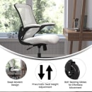 Flash Furniture BL-X-5M-WH-RLB-GG Swivel Office Chair w/ Mid Back & Roller Wheels - White Mesh Back & Seat thumbnail 5