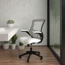 Flash Furniture BL-X-5M-WH-RLB-GG Swivel Office Chair w/ Mid Back & Roller Wheels - White Mesh Back & Seat thumbnail 6