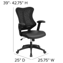Flash Furniture BL-ZP-806-BK-LEA-GG Swivel Office Chair w/ High Back - Black Mesh Back & LeatherSoft Seat thumbnail 3