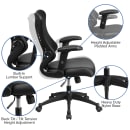 Flash Furniture BL-ZP-806-BK-LEA-GG Swivel Office Chair w/ High Back - Black Mesh Back & LeatherSoft Seat thumbnail 7