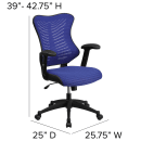 Flash Furniture BL-ZP-806-BL-GG Swivel Office Chair w/ High Back - Blue Mesh Back & Seat thumbnail 3