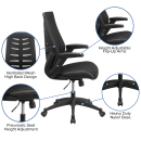 Flash Furniture BL-ZP-809-BK-GG Swivel Office Chair w/ High Back - Black Mesh Back & Seat thumbnail 6