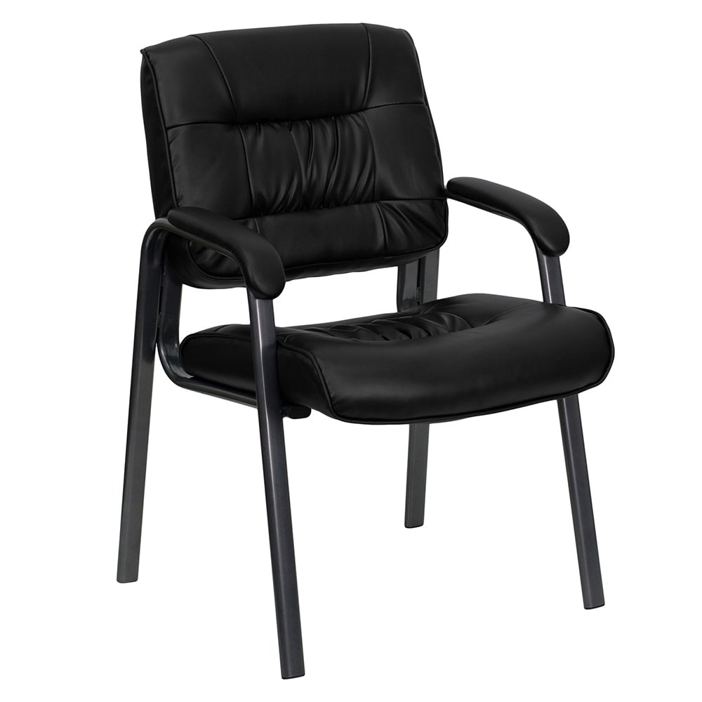 Flash Furniture BT-1404-BKGY-GG Reception Side Chair - Black LeatherSoft Upholstery, Titanium Frame