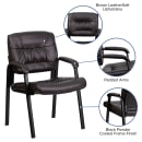 Flash Furniture BT-1404-BN-GG Reception Side Chair - Brown LeatherSoft Upholstery, Black Metal Frame thumbnail 6