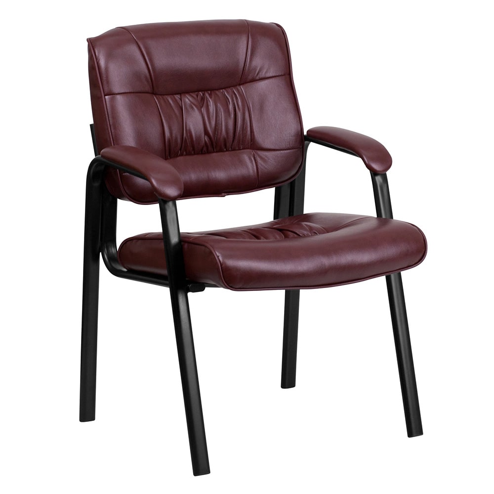 Flash Furniture BT-1404-BURG-GG Reception Side Chair - Burgundy LeatherSoft Upholstery, Black Metal Frame