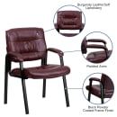 Flash Furniture BT-1404-BURG-GG Reception Side Chair - Burgundy LeatherSoft Upholstery, Black Metal Frame thumbnail 6