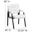 Flash Furniture BT-1404-WH-GG Reception Side Chair - White LeatherSoft Upholstery, Black Metal Frame thumbnail 2