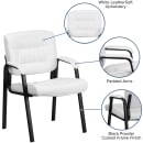 Flash Furniture BT-1404-WH-GG Reception Side Chair - White LeatherSoft Upholstery, Black Metal Frame thumbnail 6