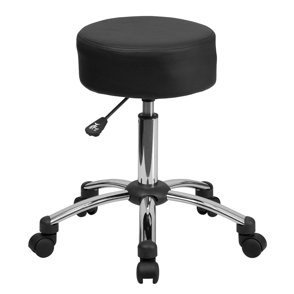 Flash Furniture BT-191-1-GG Ergonomic Rolling Medical Stool w/ Black Padded Leather Seat - 21 to 26 1/4"H
