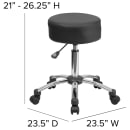 Flash Furniture BT-191-1-GG Ergonomic Rolling Medical Stool w/ Black Padded Leather Seat - 21 to 26 1/4"H thumbnail 2