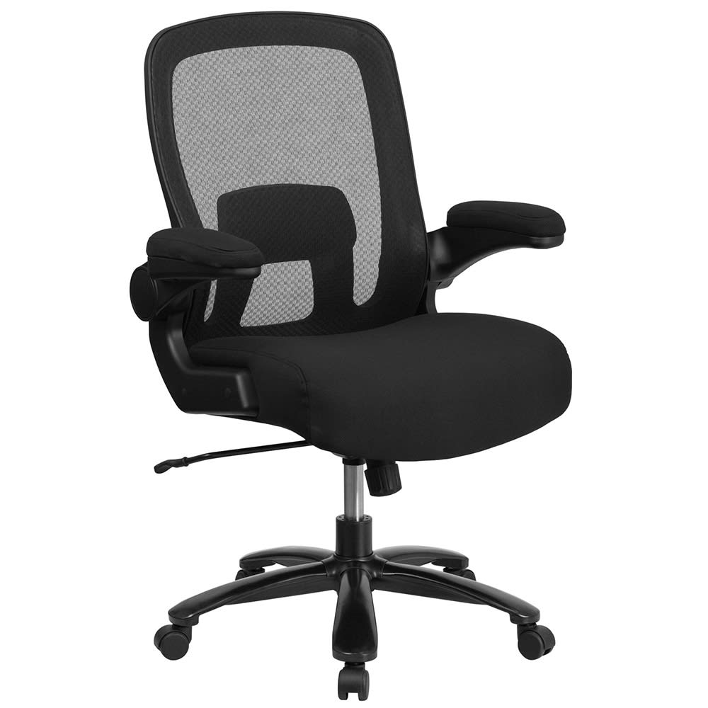 Flash Furniture BT-20180-GG Swivel Big & Tall Office Chair w/ High Back - Black Mesh Back & Fabric Seat
