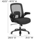 Flash Furniture BT-20180-GG Swivel Big & Tall Office Chair w/ High Back - Black Mesh Back & Fabric Seat thumbnail 2