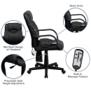 Flash Furniture BT-2690P-GG Massaging Swivel Office Chair w/ High Back - Black LeatherSoft Upholstery thumbnail 6