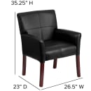 Flash Furniture BT-353-BK-LEA-GG Reception Side Chair - Black LeatherSoft Upholstery, Mahogany Wood Legs thumbnail 2