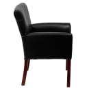 Flash Furniture BT-353-BK-LEA-GG Reception Side Chair - Black LeatherSoft Upholstery, Mahogany Wood Legs thumbnail 3