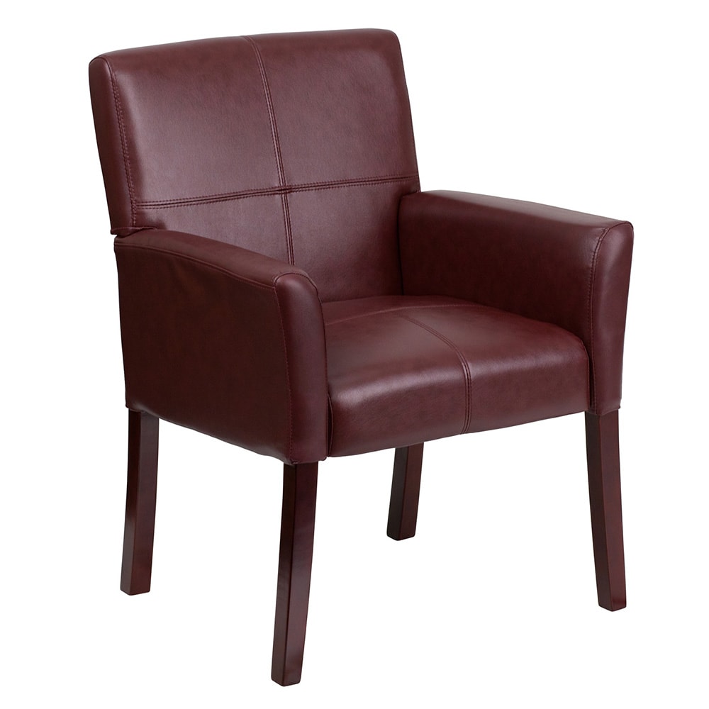 Flash Furniture BT-353-BURG-GG Reception Side Chair - Burgundy LeatherSoft Upholstery, Mahogany Wood Legs