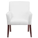 Flash Furniture BT-353-WH-GG Reception Side Chair - White LeatherSoft Upholstery, Mahogany Wood Legs thumbnail 5
