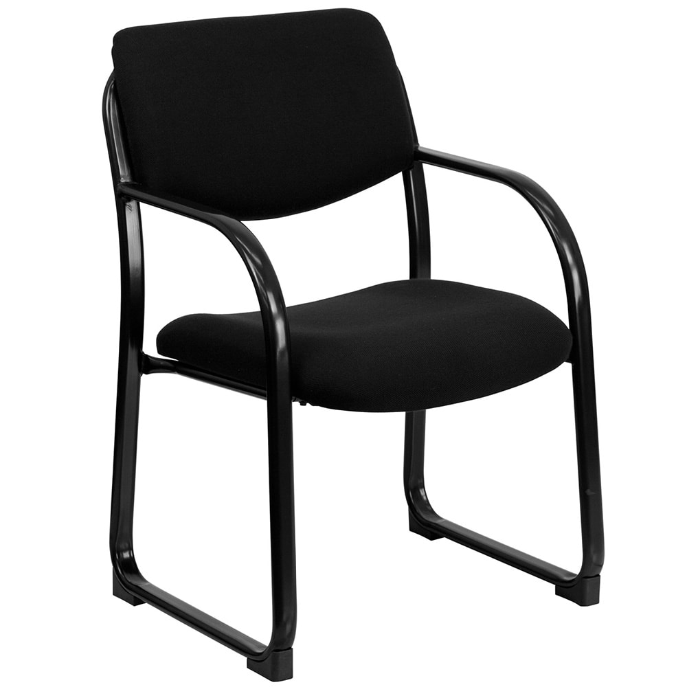 Flash Furniture BT-508-BK-GG Reception Side Chair - Black Fabric Upholstery, Black Metal Frame