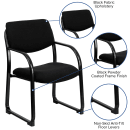 Flash Furniture BT-508-BK-GG Reception Side Chair - Black Fabric Upholstery, Black Metal Frame thumbnail 6