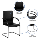Flash Furniture BT-509-BK-GG Reception Side Chair - Black Vinyl Upholstery, Steel Frame thumbnail 6