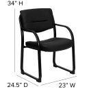 Flash Furniture BT-510-LEA-BK-GG Reception Side Chair - Black LeatherSoft Upholstery, Steel Frame thumbnail 2