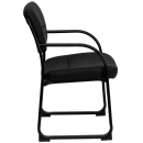Flash Furniture BT-510-LEA-BK-GG Reception Side Chair - Black LeatherSoft Upholstery, Steel Frame thumbnail 3