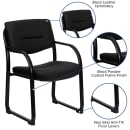 Flash Furniture BT-510-LEA-BK-GG Reception Side Chair - Black LeatherSoft Upholstery, Steel Frame thumbnail 6
