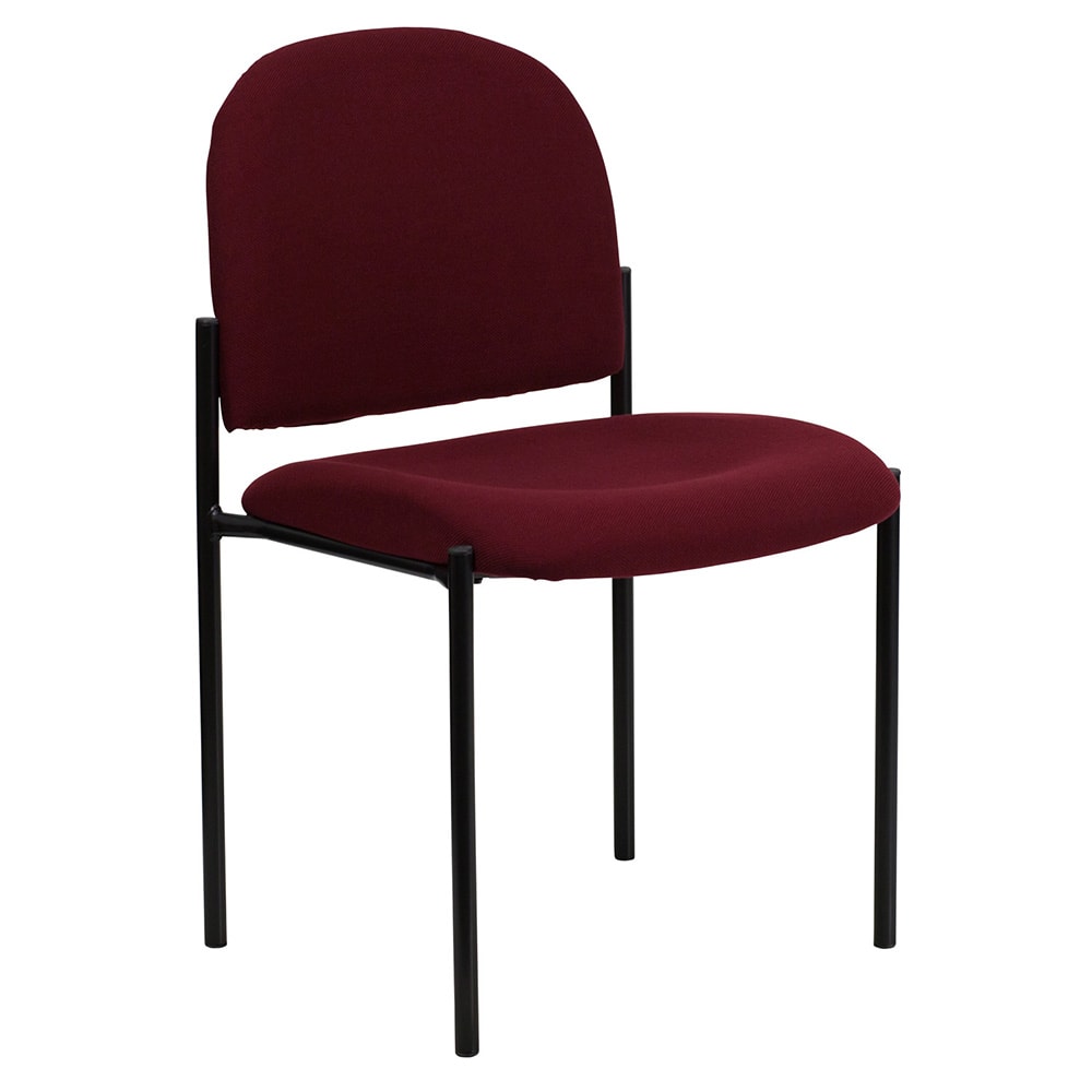 Flash Furniture BT-515-1-BY-GG Stacking Reception Side Chair - Burgundy Fabric Upholstery, Black Steel Frame