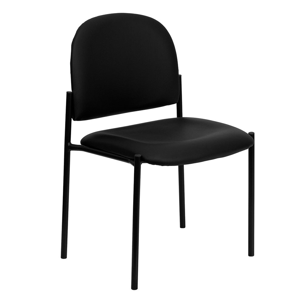 Flash Furniture BT-515-1-VINYL-GG Stacking Reception Side Chair - Black Vinyl Upholstery, Black Steel Frame