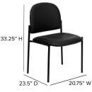 Flash Furniture BT-515-1-VINYL-GG Stacking Reception Side Chair - Black Vinyl Upholstery, Black Steel Frame thumbnail 2