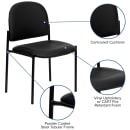 Flash Furniture BT-515-1-VINYL-GG Stacking Reception Side Chair - Black Vinyl Upholstery, Black Steel Frame thumbnail 6