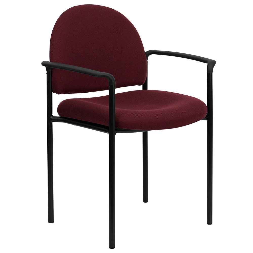 Flash Furniture BT-516-1-BY-GG Stacking Reception Side Chair - Burgundy Fabric Upholstery, Black Steel Frame