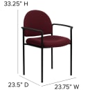 Flash Furniture BT-516-1-BY-GG Stacking Reception Side Chair - Burgundy Fabric Upholstery, Black Steel Frame thumbnail 2