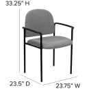 Flash Furniture BT-516-1-GY-GG Stacking Reception Side Chair - Gray Fabric Upholstery, Black Steel Frame thumbnail 2