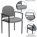 Flash Furniture BT-516-1-GY-GG Stacking Reception Side Chair - Gray Fabric Upholstery, Black Steel Frame thumbnail 6